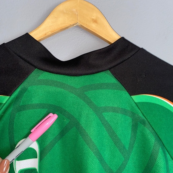 Men's Lg IRELAND Eire Performance Bicycle 2/3 Zip Cycling Jersey Back Pockets - Picture 10 of 13